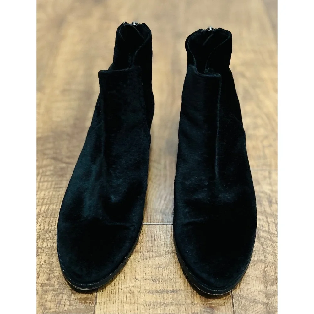 Ethem Black Velvet Ankle Boots Anthropologie Low‎ Heel Chic Fashion Shoes 6.5